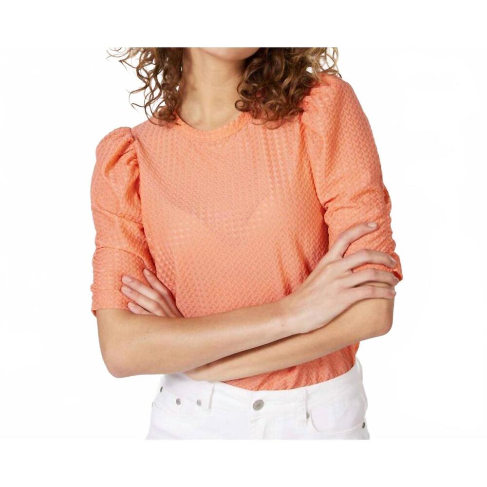 NEW ESQUALO brittany puff sleeve top in bright peach